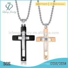 Fashion black and rose gold stainless steel western tribal cross pendant for lovers